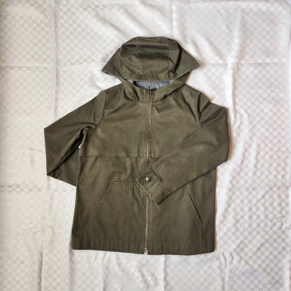 ZARA Z1975 DENIM Basic DEPT Jacket Army Military Speakup Green Women (XS)